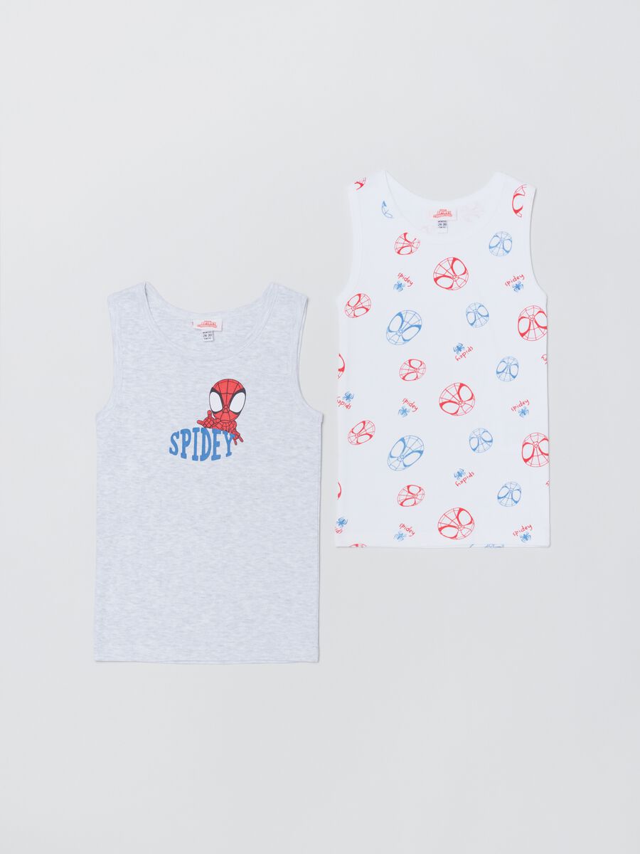 Two-pack cotton racerback vests with Spidey print_0