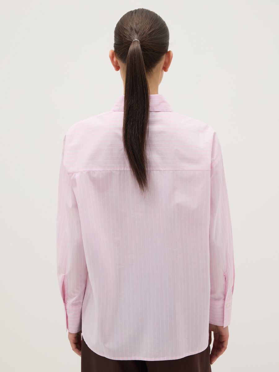 Pink striped pure cotton regular fit shirt_3