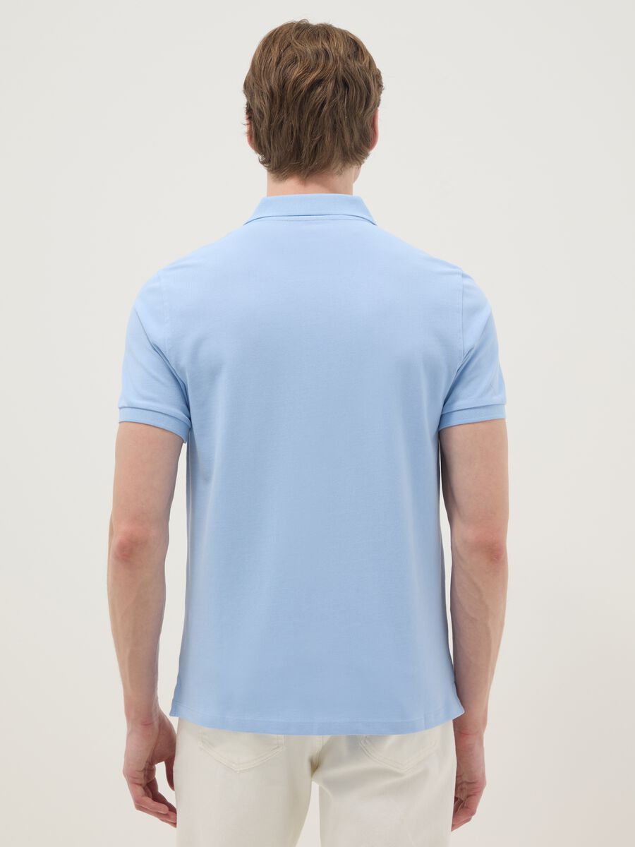 Sky Blue Short Sleeve Polo Shirt in Pure Cotton Regular Fit_3