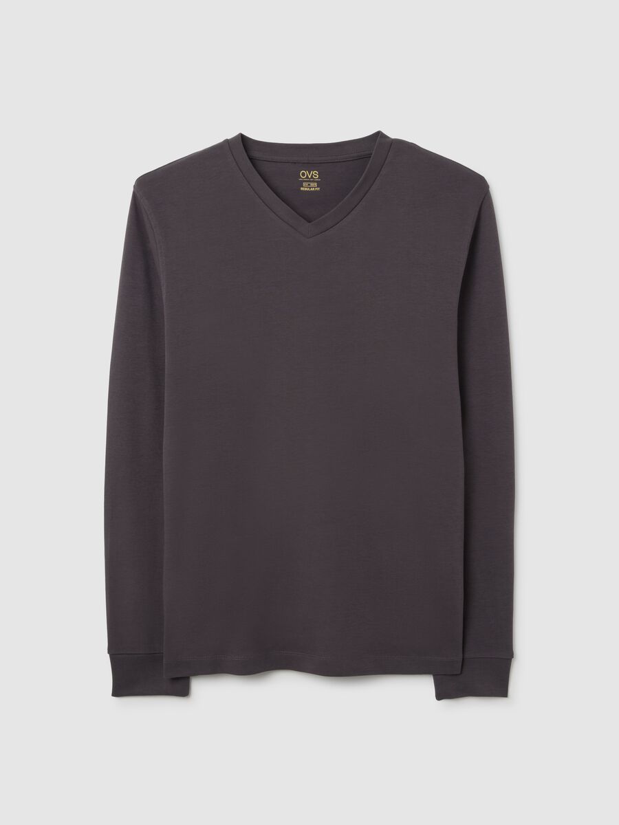 Grey Cotton Long Sleeve T-Shirt_4