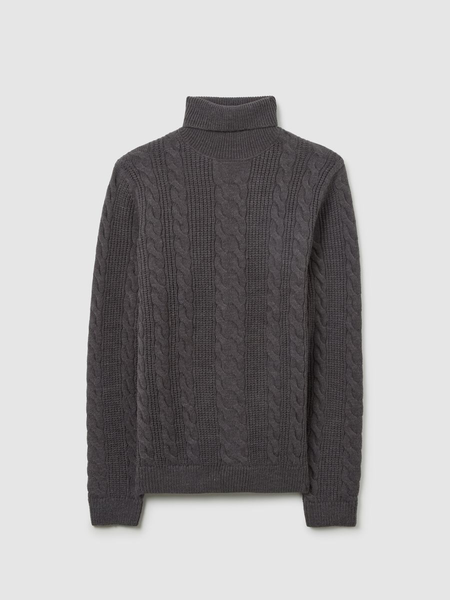 Grey turtleneck jumper regular fit with jacquard pattern_4