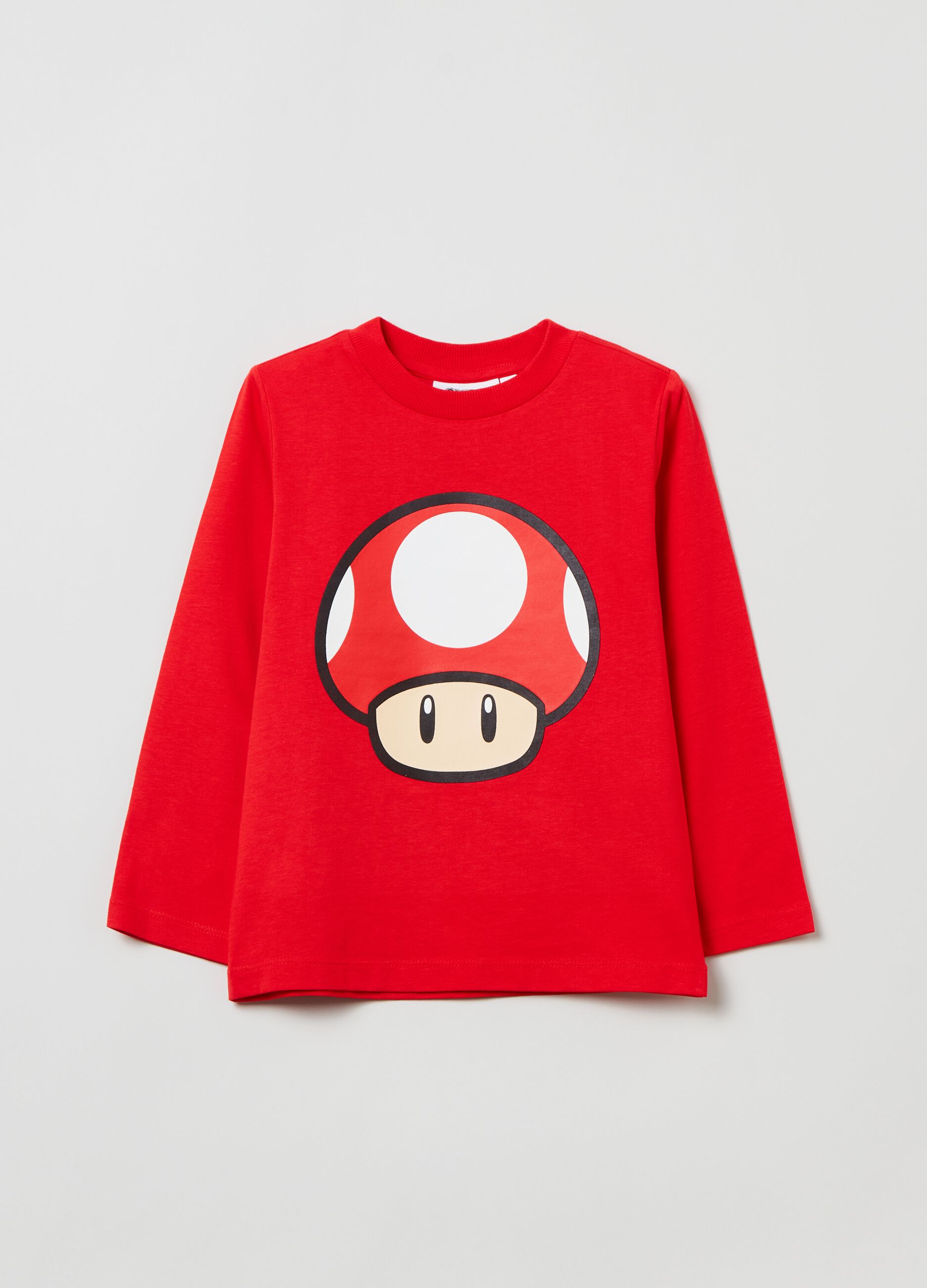 T-shirt with long sleeves and Super Mario print