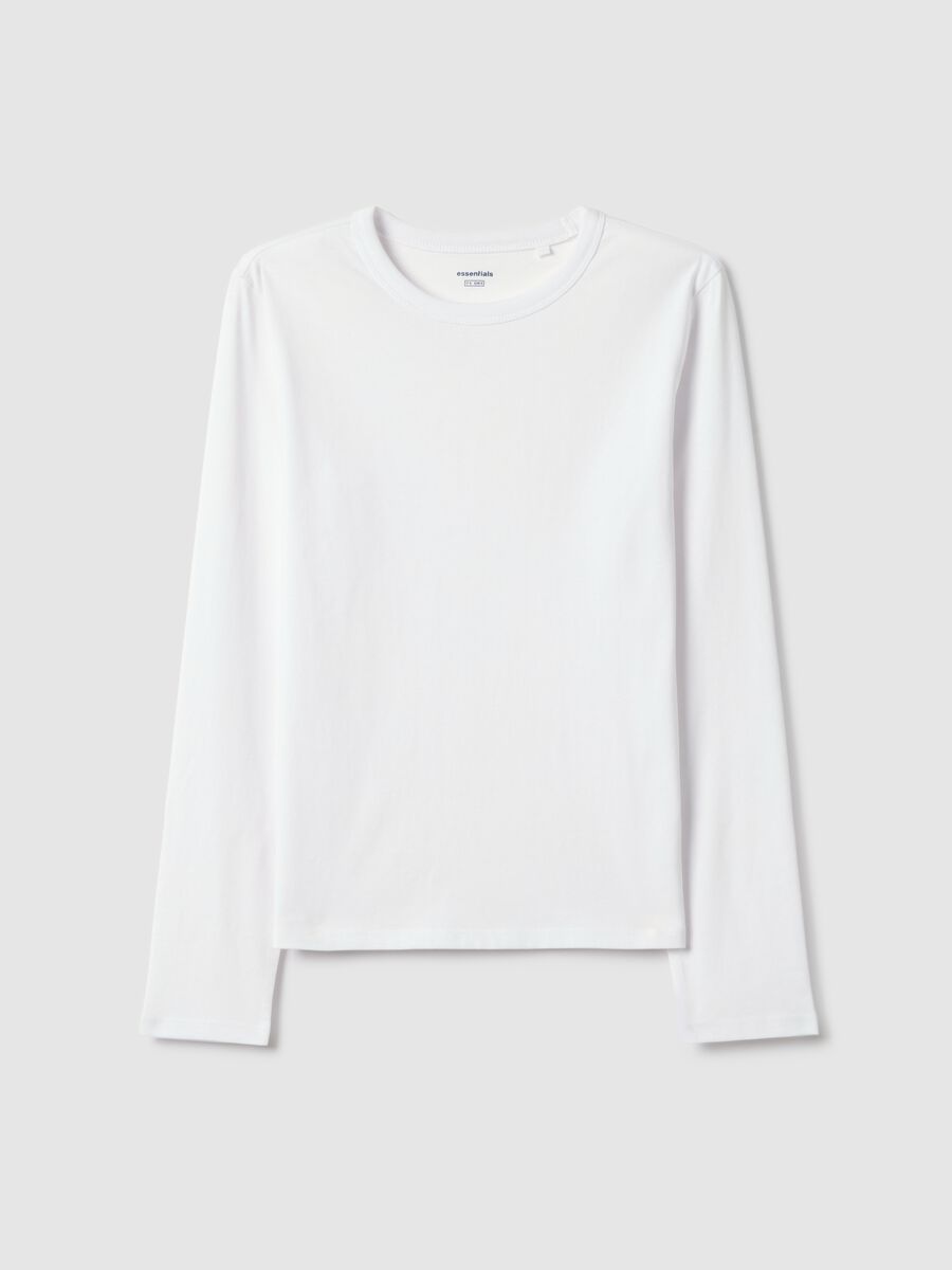 White long sleeve t-shirt in pure cotton regular fit_4