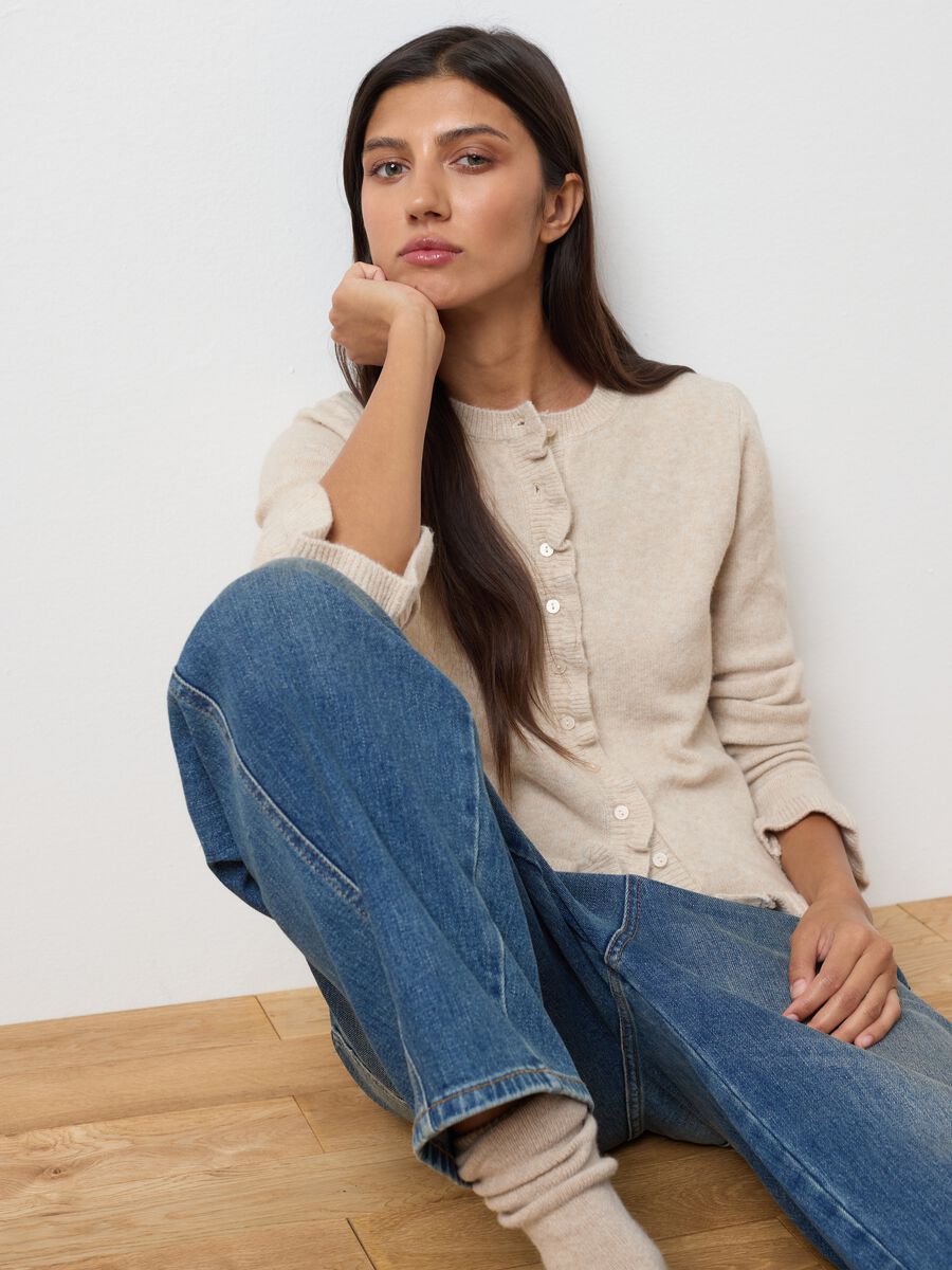 Beige wool blend cardigan_0