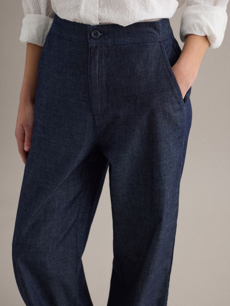 Wide Blue Cotton Trousers_2
