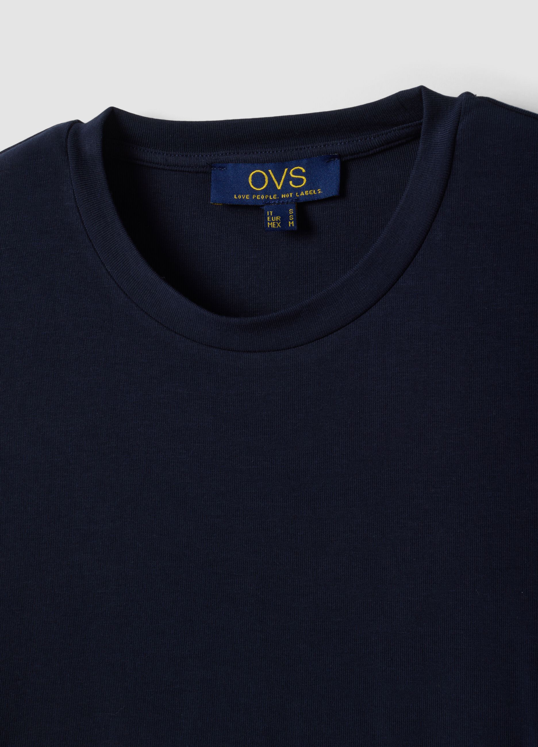 T-shirt blu girocollo in viscosa e lana elasticizzata regular fit