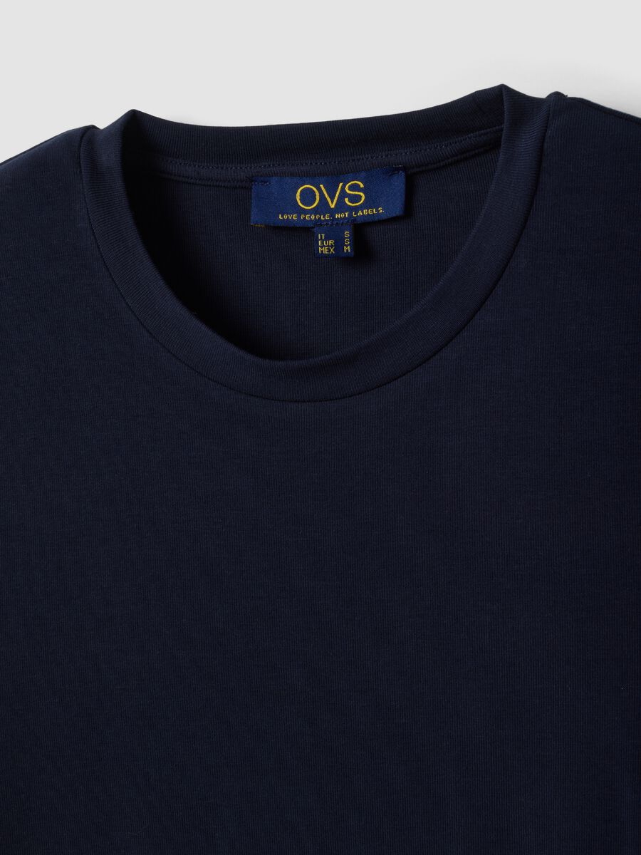 T-shirt blu girocollo in viscosa e lana elasticizzata regular fit_5