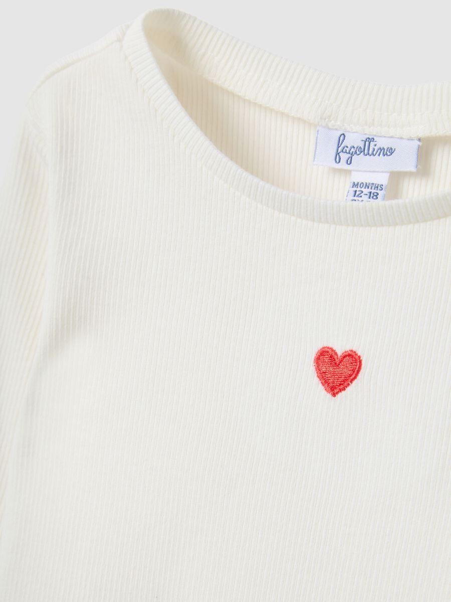 Girl's white long-sleeve t-shirt in regular fit cotton blend_2