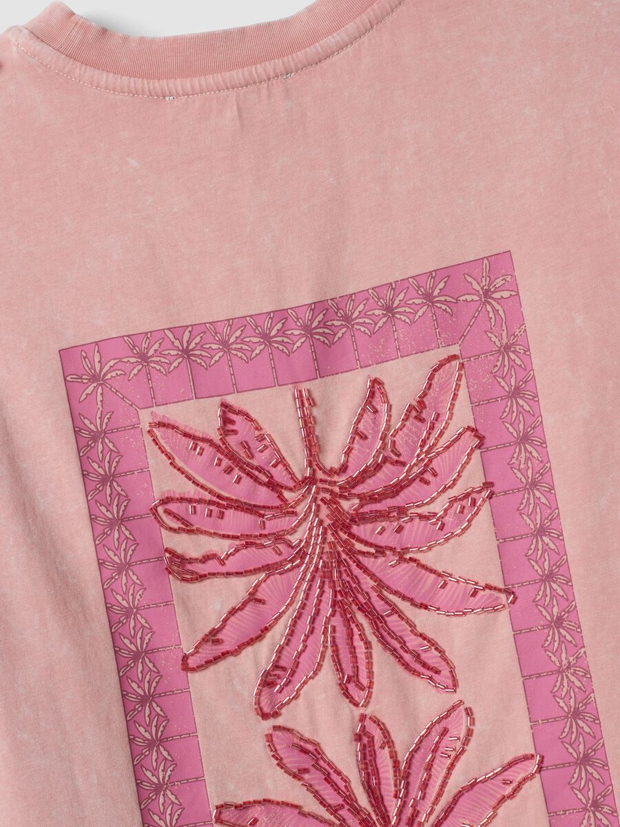 Pink pure cotton T-shirt with embroidery_6