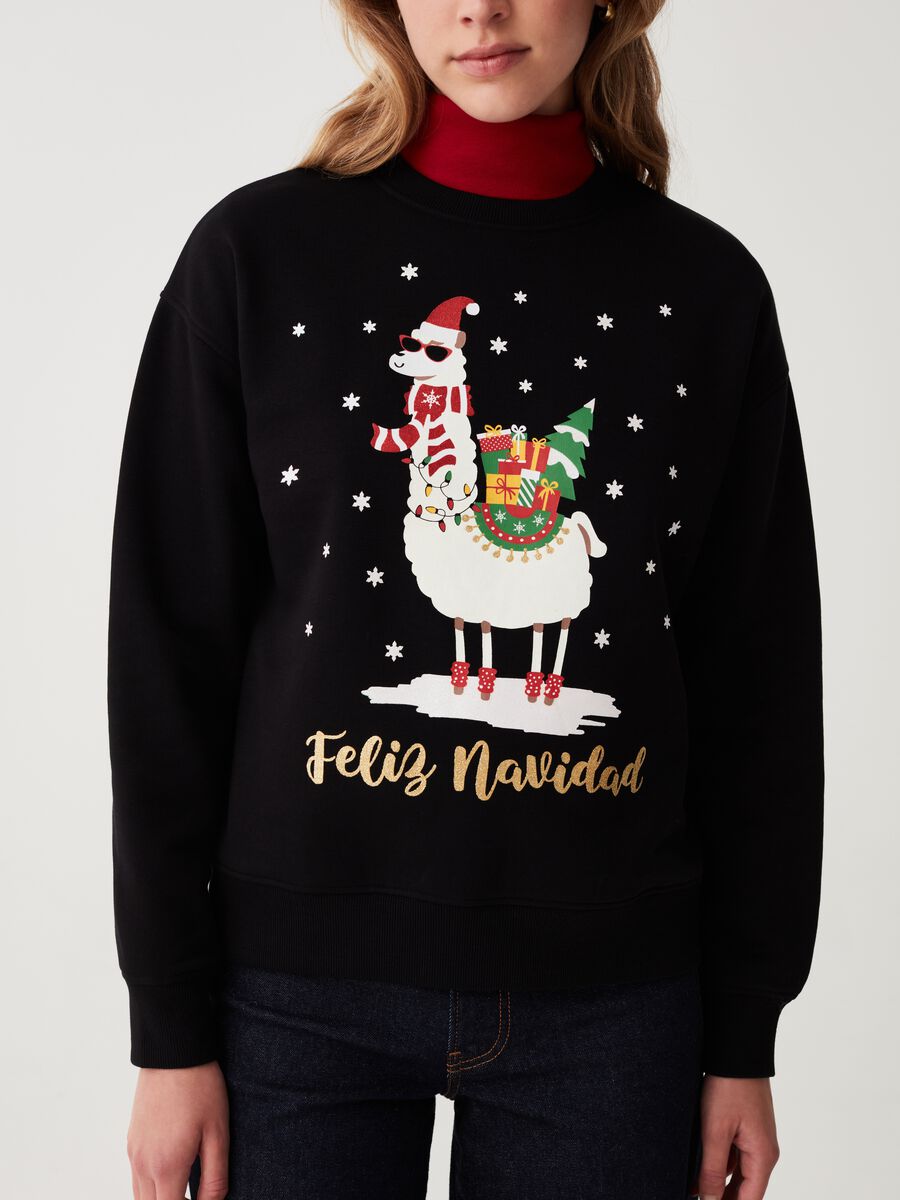 Sweatshirt with Christmas alpaca print_3