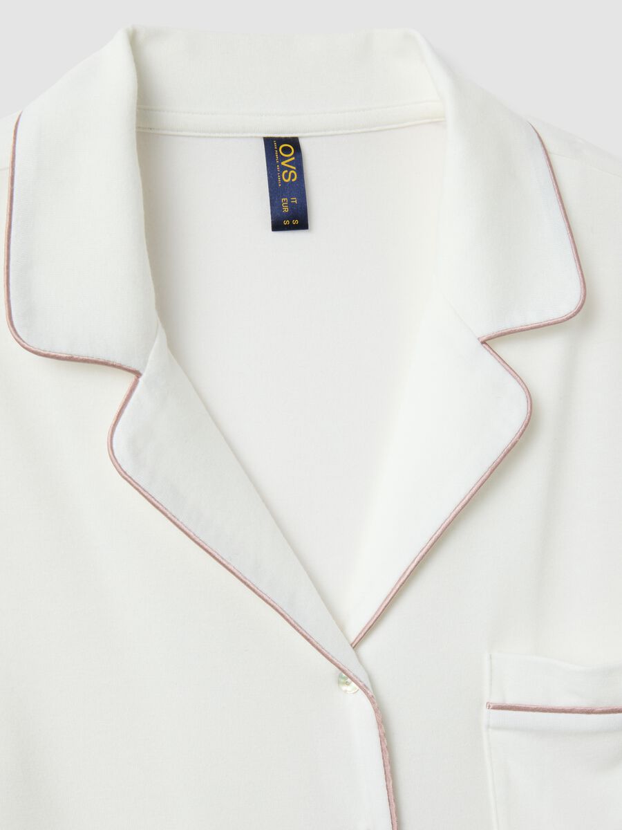 Regular fit white stretch viscose blend pyjama top_5