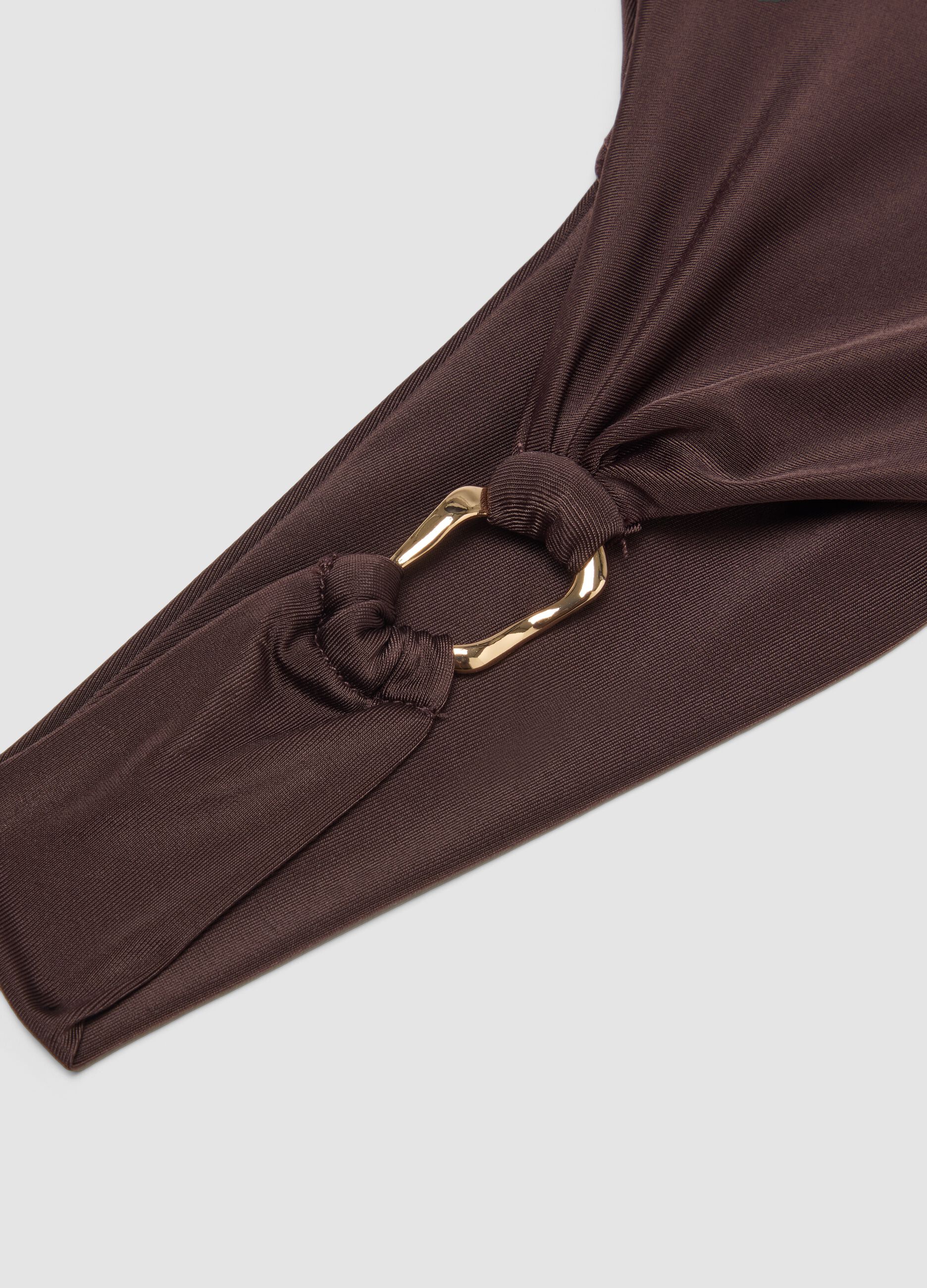 Brown stretch bikini bottoms with ring detail