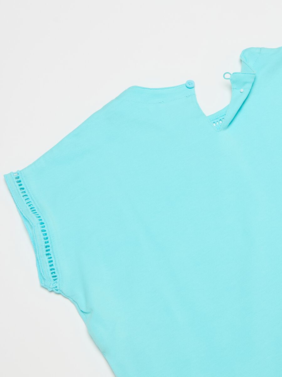 Solid colour T-shirt with openwork inserts_5