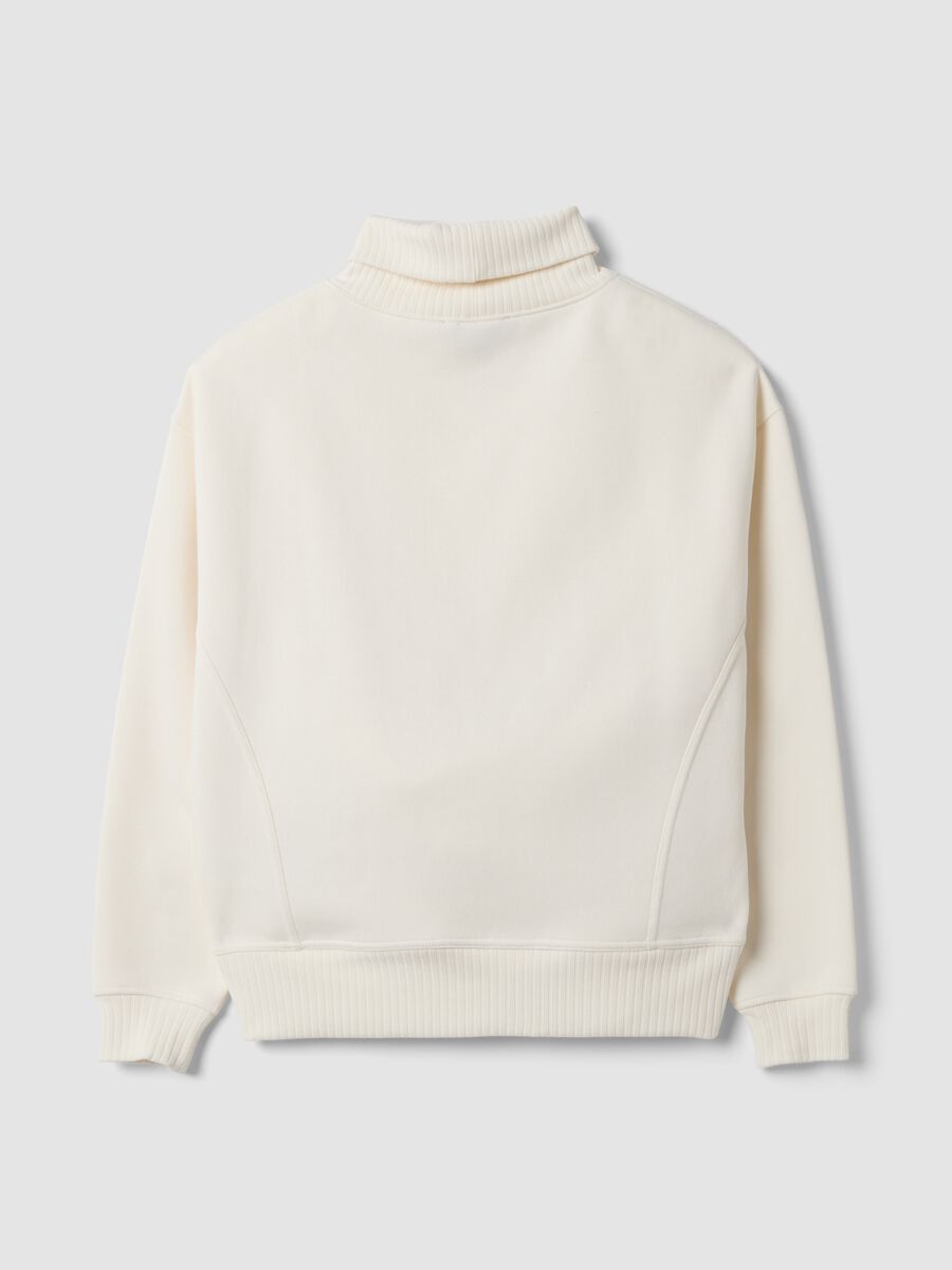White cotton-blend fleece sweatshirt, regular fit_2