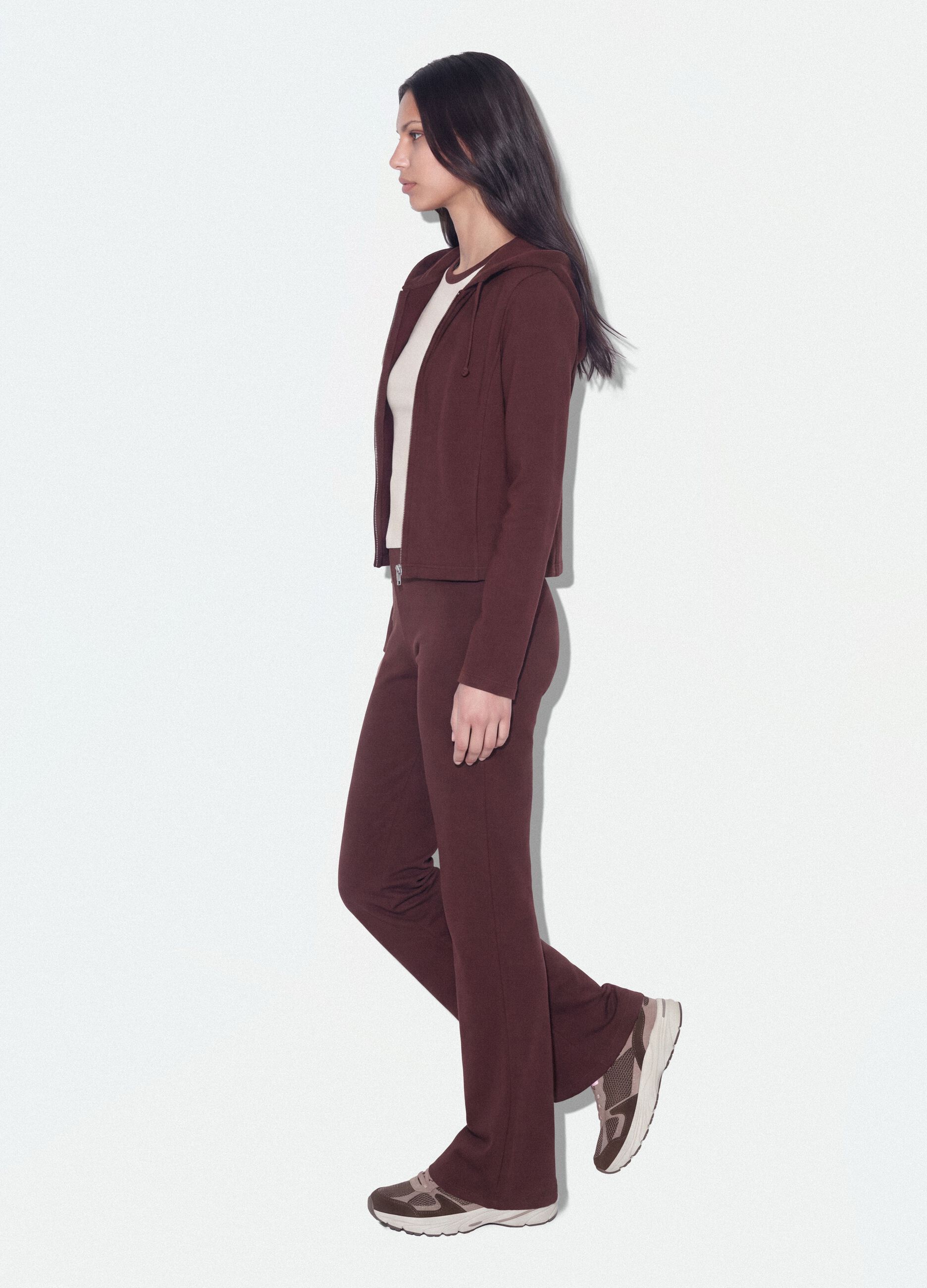 Brown pure cotton flared joggers