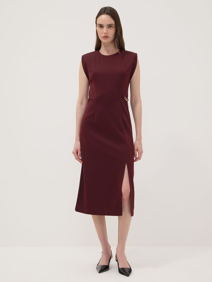 Rotes Midikleid aus Stretchmaterial, Slim Fit_0