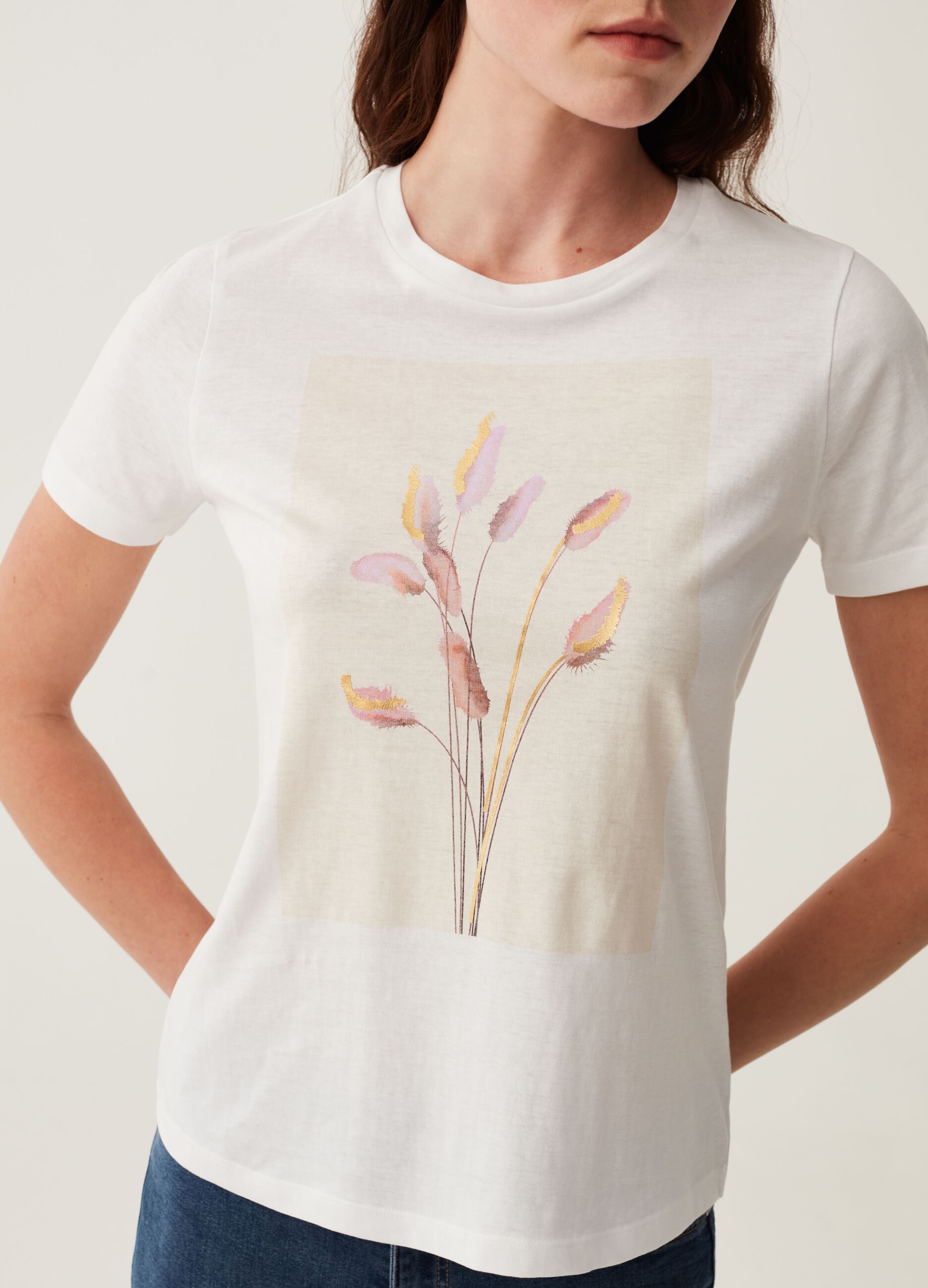 T-shirt with pampas foil print_1