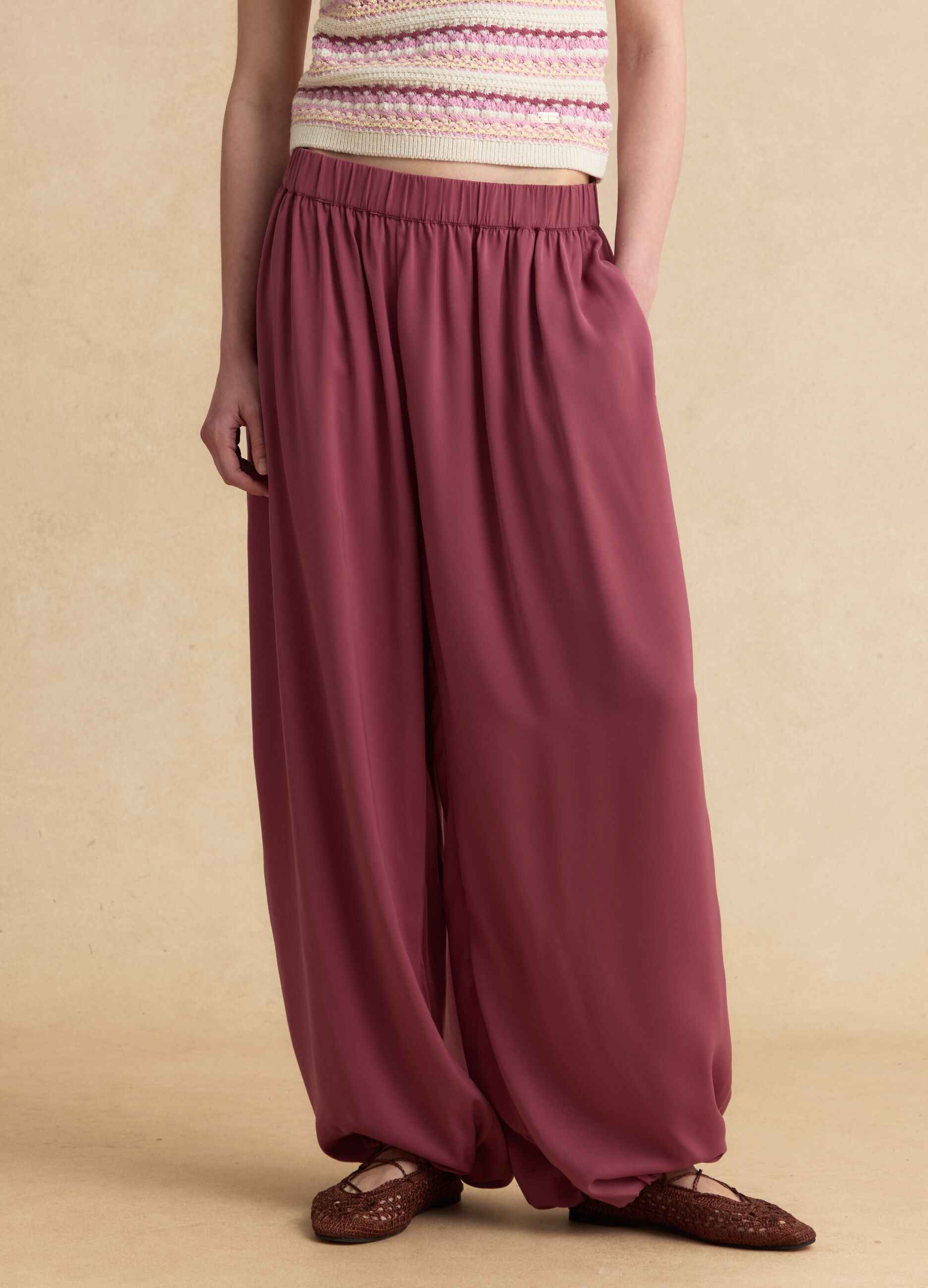 Pink relaxed-fit joggers with elasticated waist