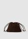 Genuine brown leather bag with drawstring closure_2