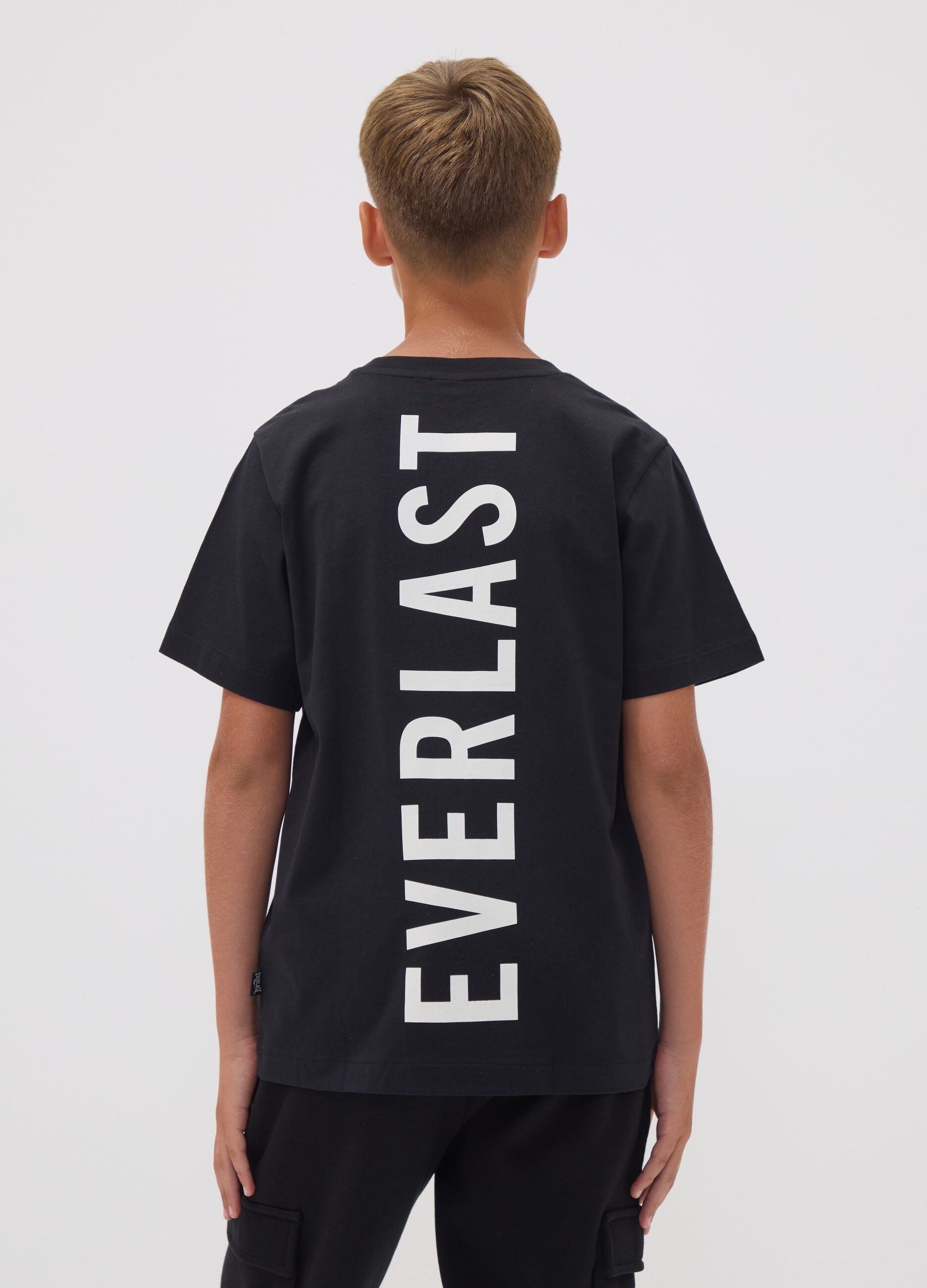Schwarzes T-Shirt aus reiner Baumwolle mit Logo, Regular Fit, f&uuml;r Jungen