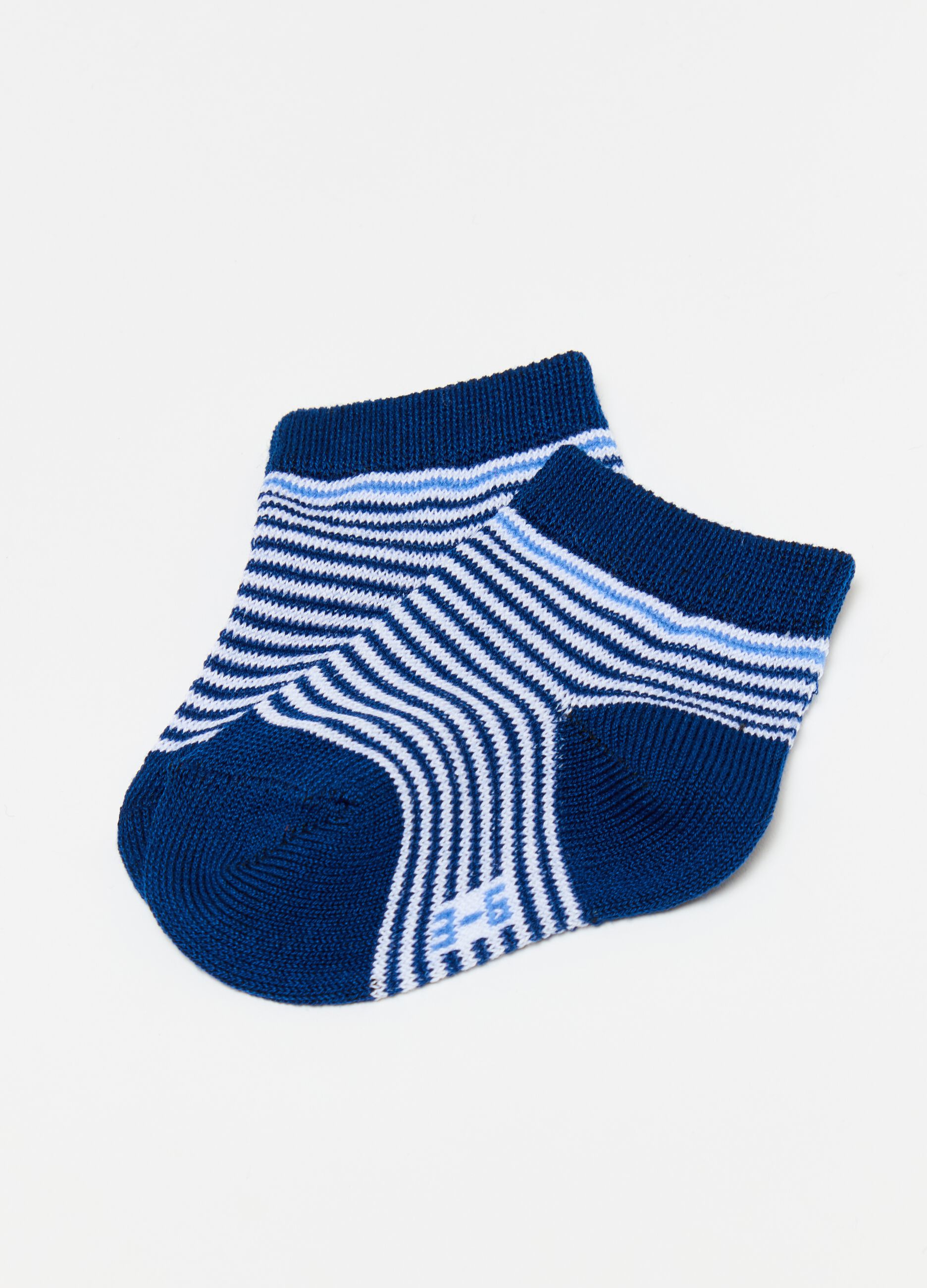 Two-pair pack short socks with striped pattern