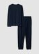 Pigiama blu in puro cotone con scollo serafino_5
