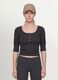 T-shirt nera in viscosa elasticizzata con girocollo_0