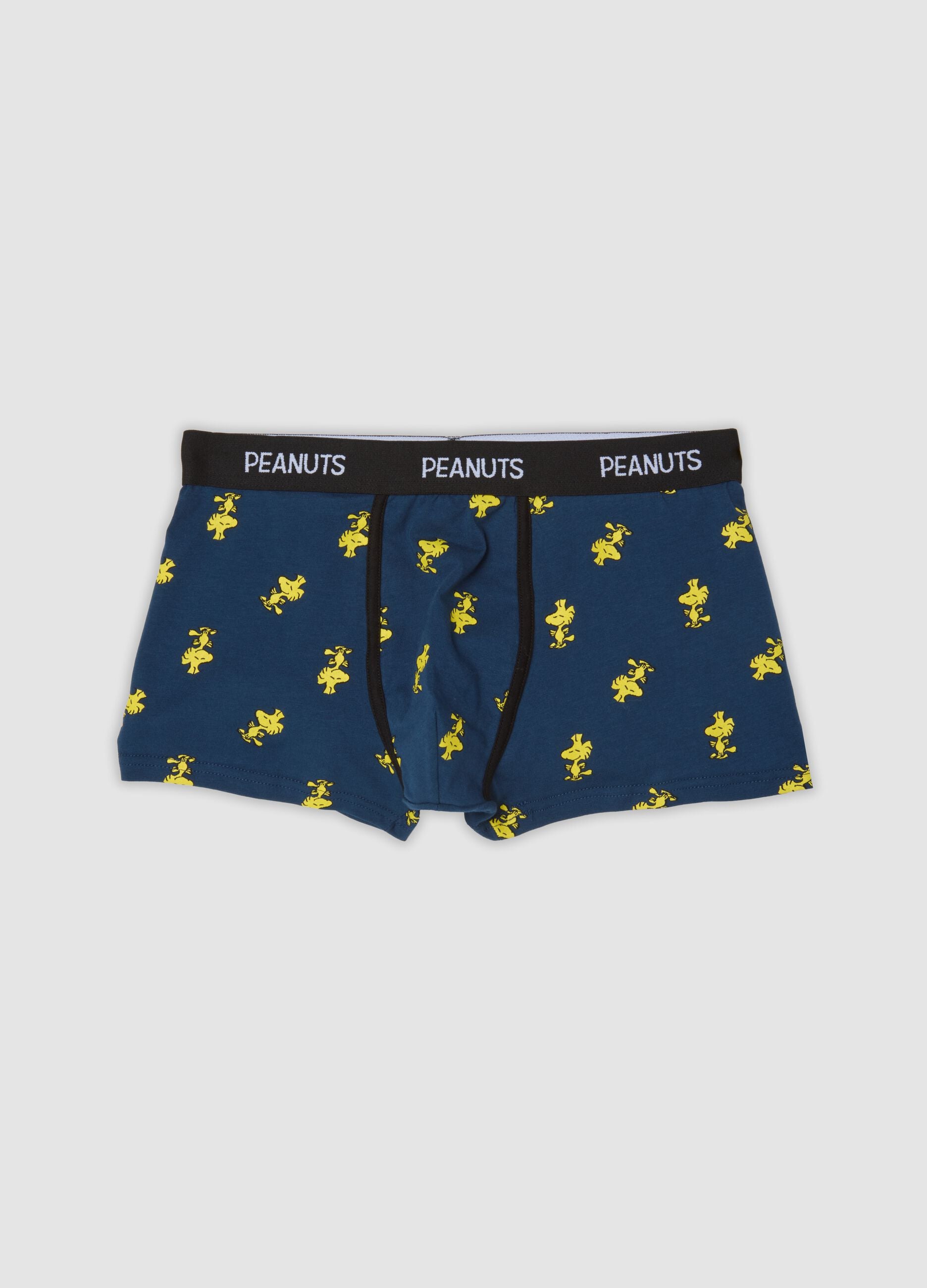Blaue Boxer aus elastischer Bio-Baumwolle mit Peanuts-Muster