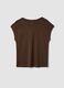 Brown pure cotton T-shirt with cut-out detailing_0