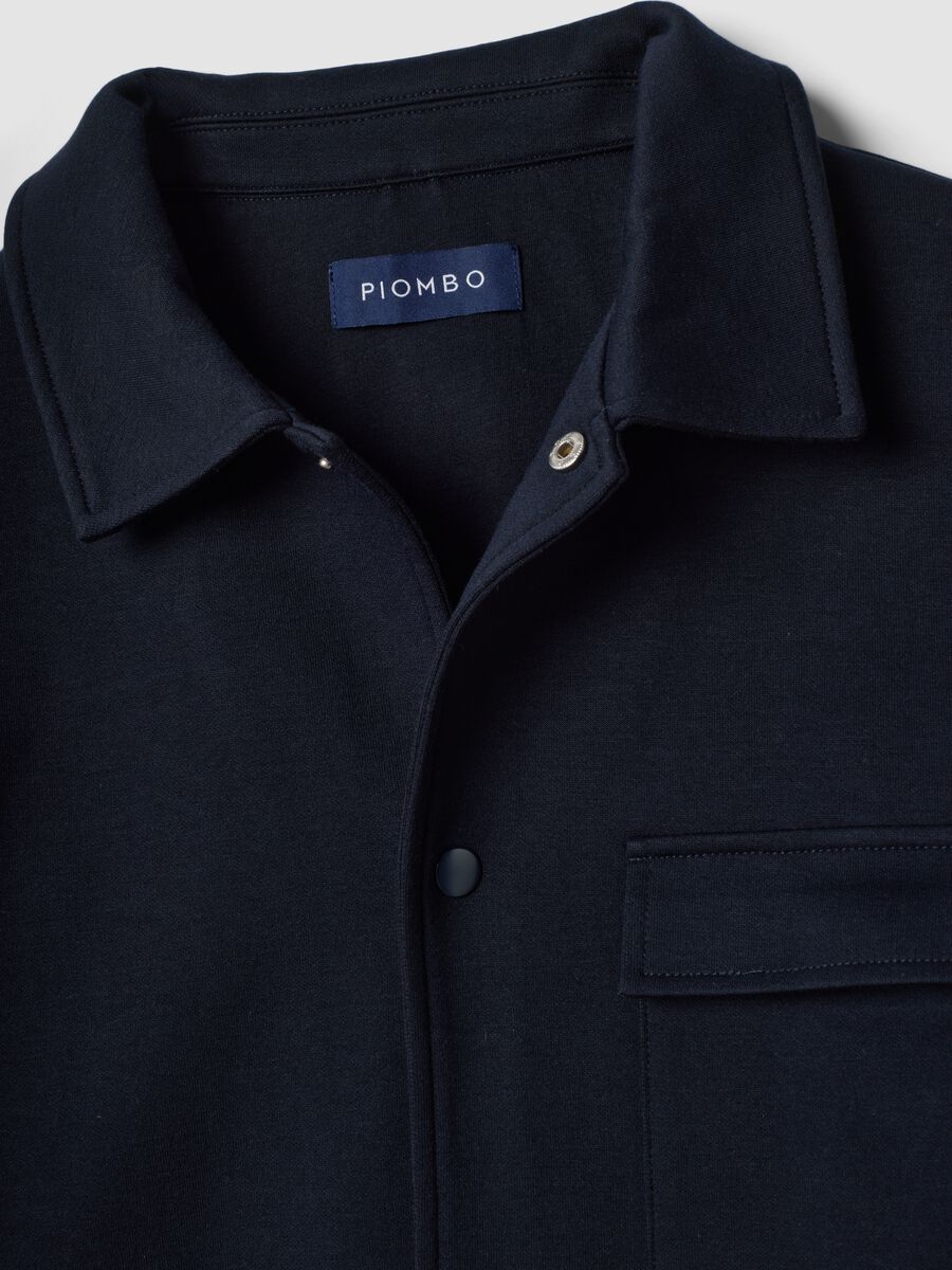 Breathable blue cotton-blend sweatshirt with regular-fit collar_1