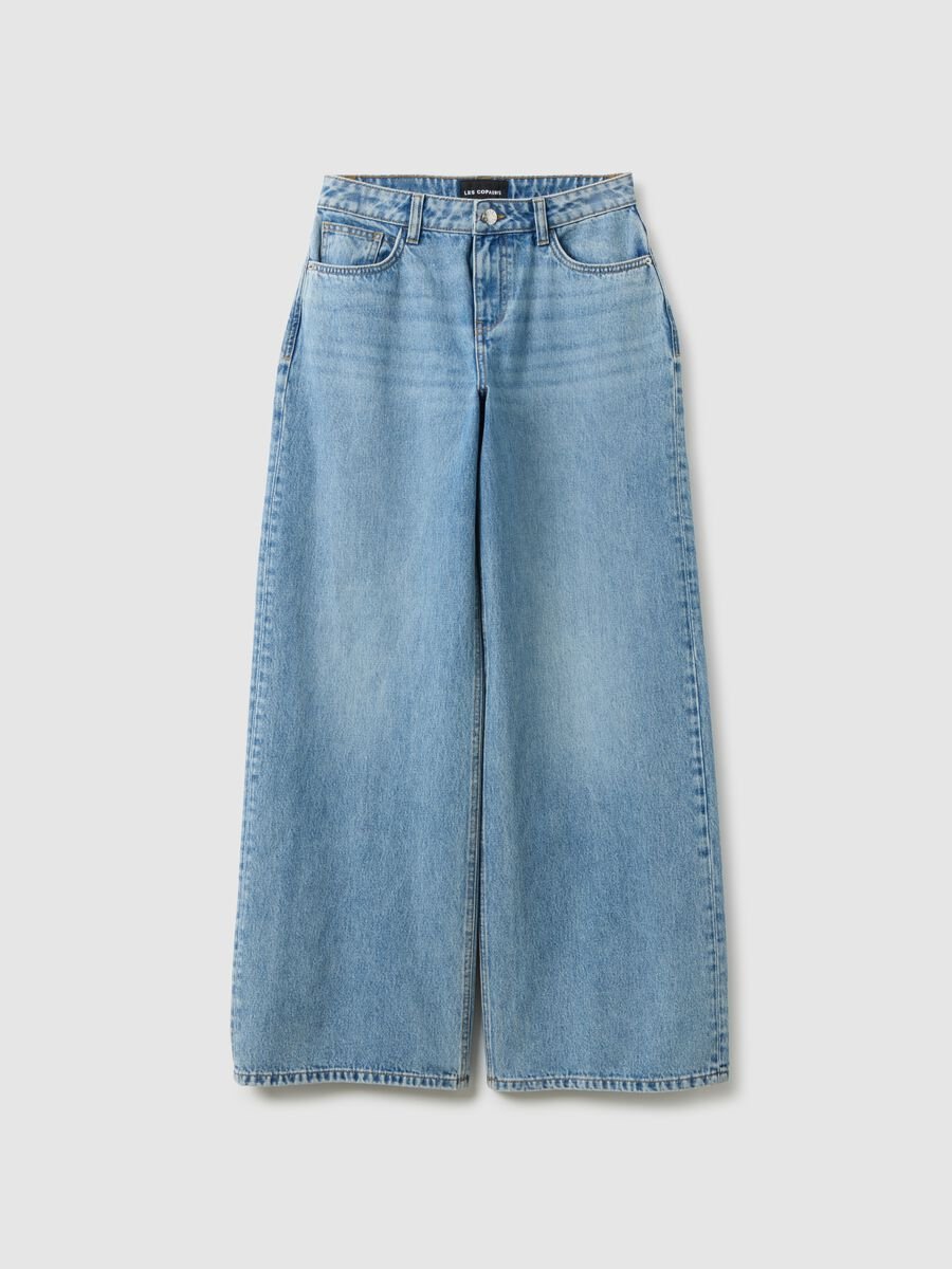 Sky Blue Cotton Wide Leg Jeans_4