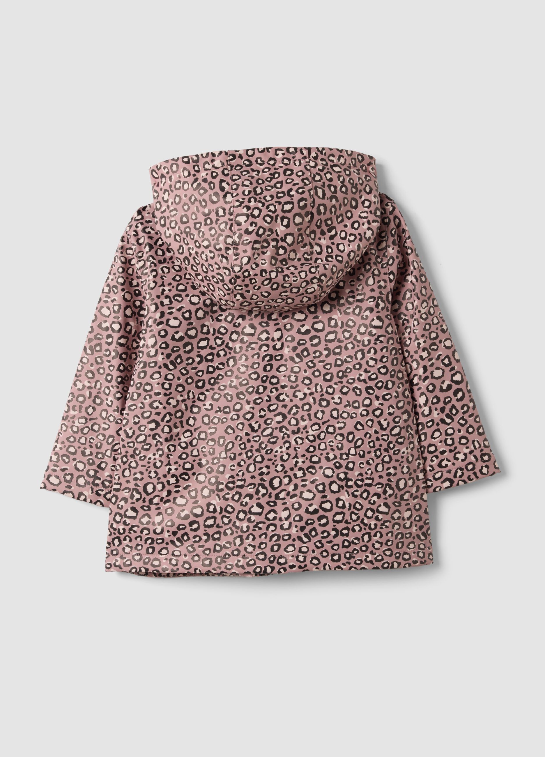 Rosa wattierte Jacke mit Kapuze und Animal-Print f&uuml;r M&auml;dchen