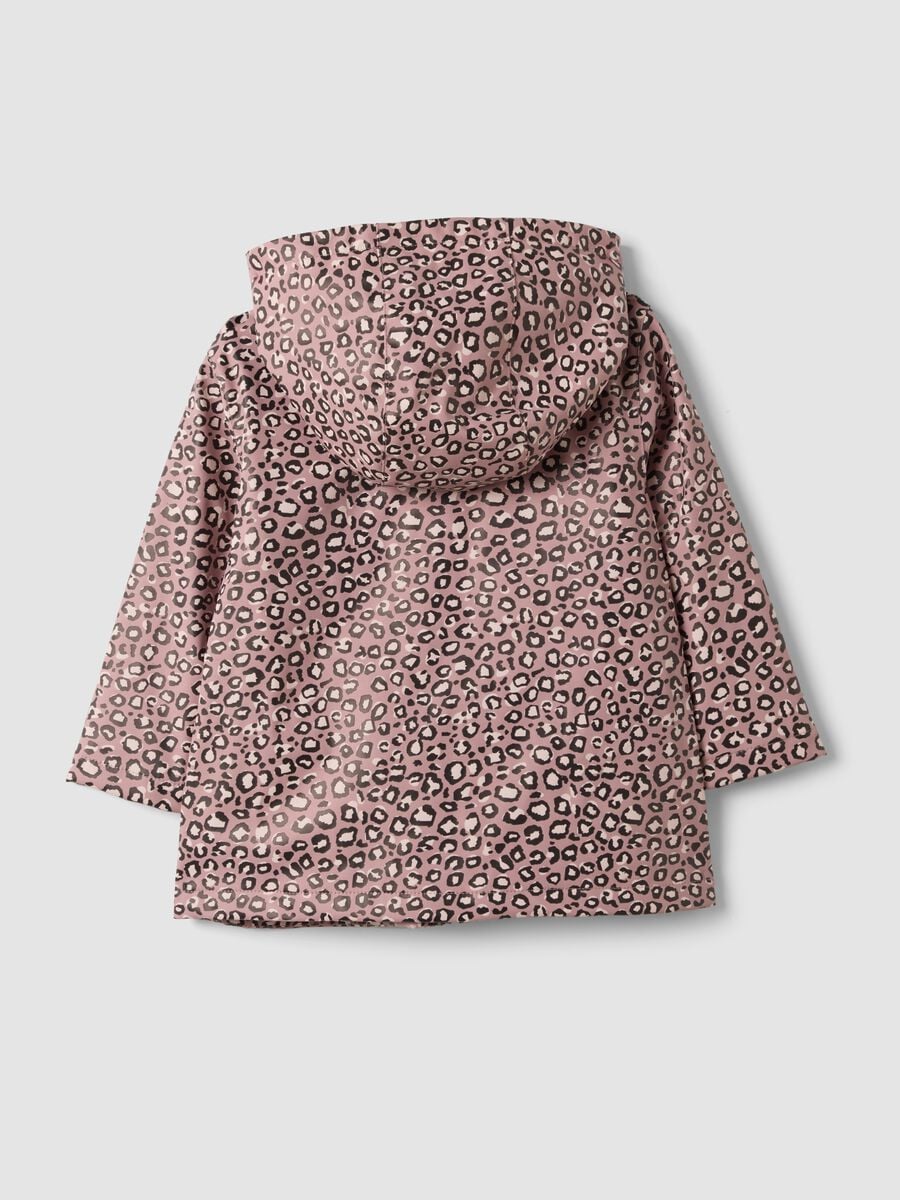 Rosa wattierte Jacke mit Kapuze und Animal-Print f&uuml;r M&auml;dchen_1