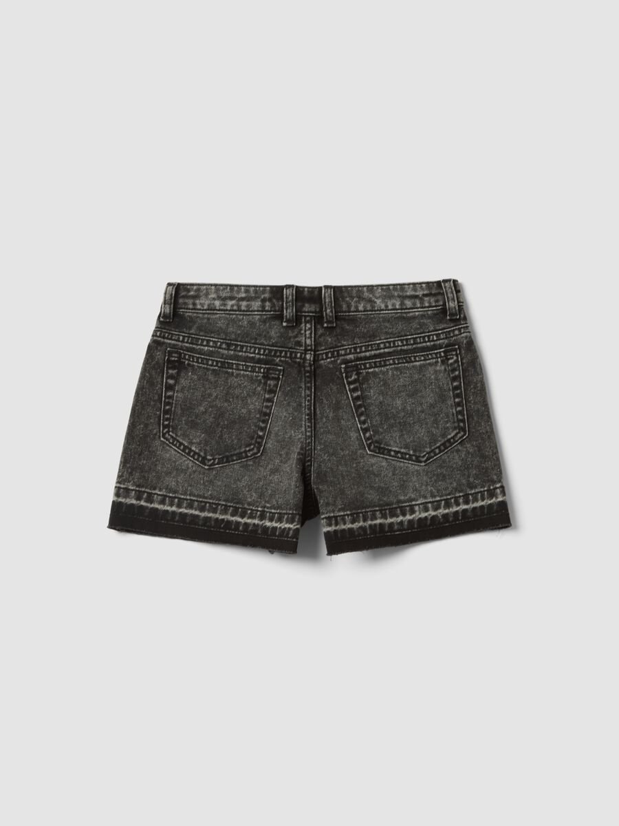 Graue Denim-Shorts aus reiner Baumwolle f&uuml;r M&auml;dchen, Straight Fit_1