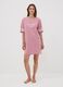 Camicia da notte rosa in puro cotone organico con scollo a V con stampa_0