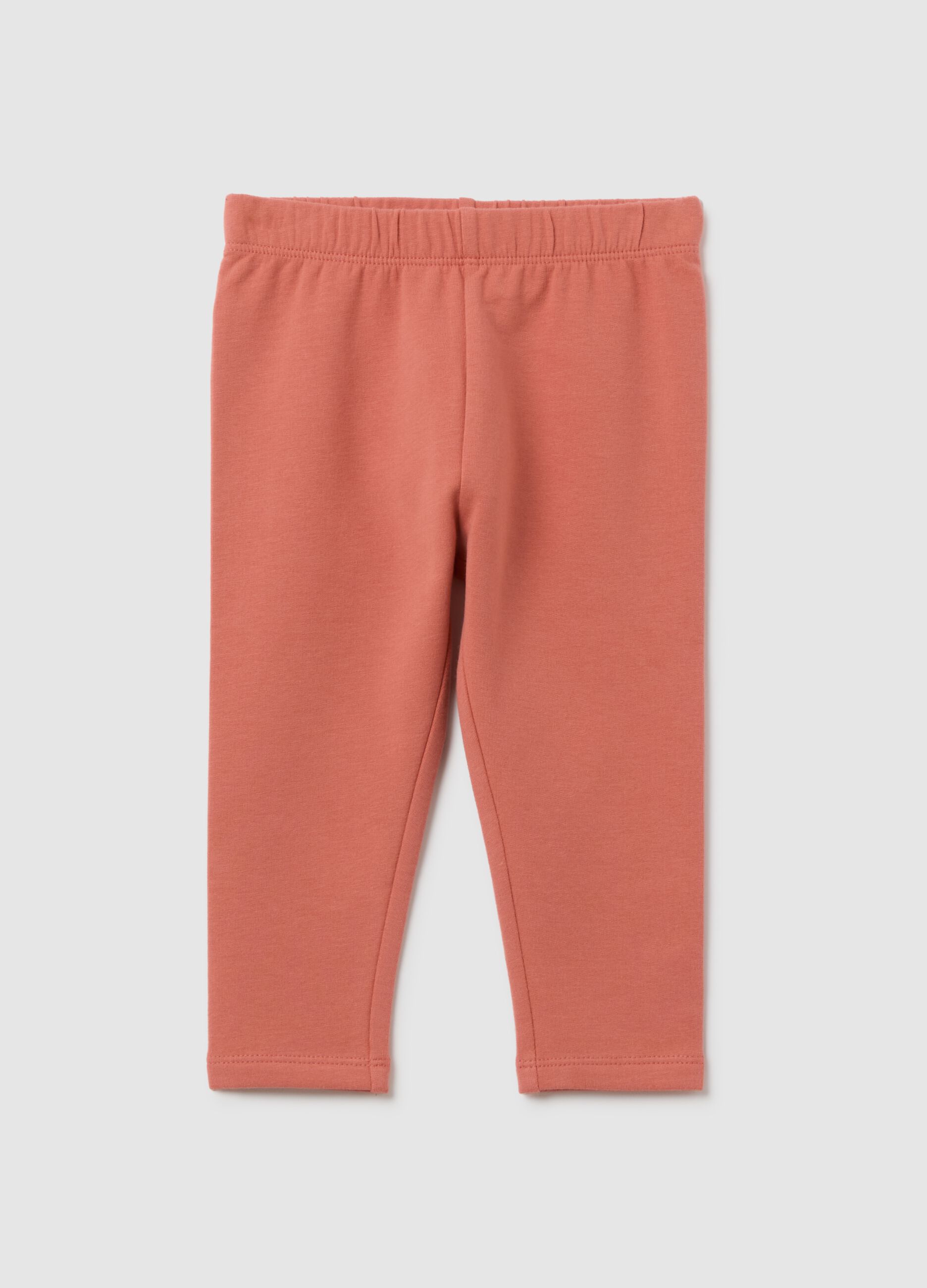 Girls' Pink Stretch Cotton Slim Fit Leggings