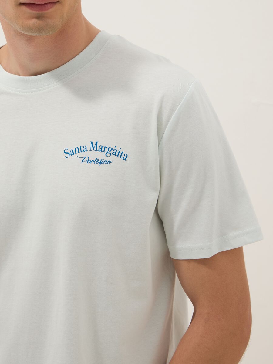 Blaues T-Shirt mit Schriftzug aus reiner Baumwolle, Regular Fit_2