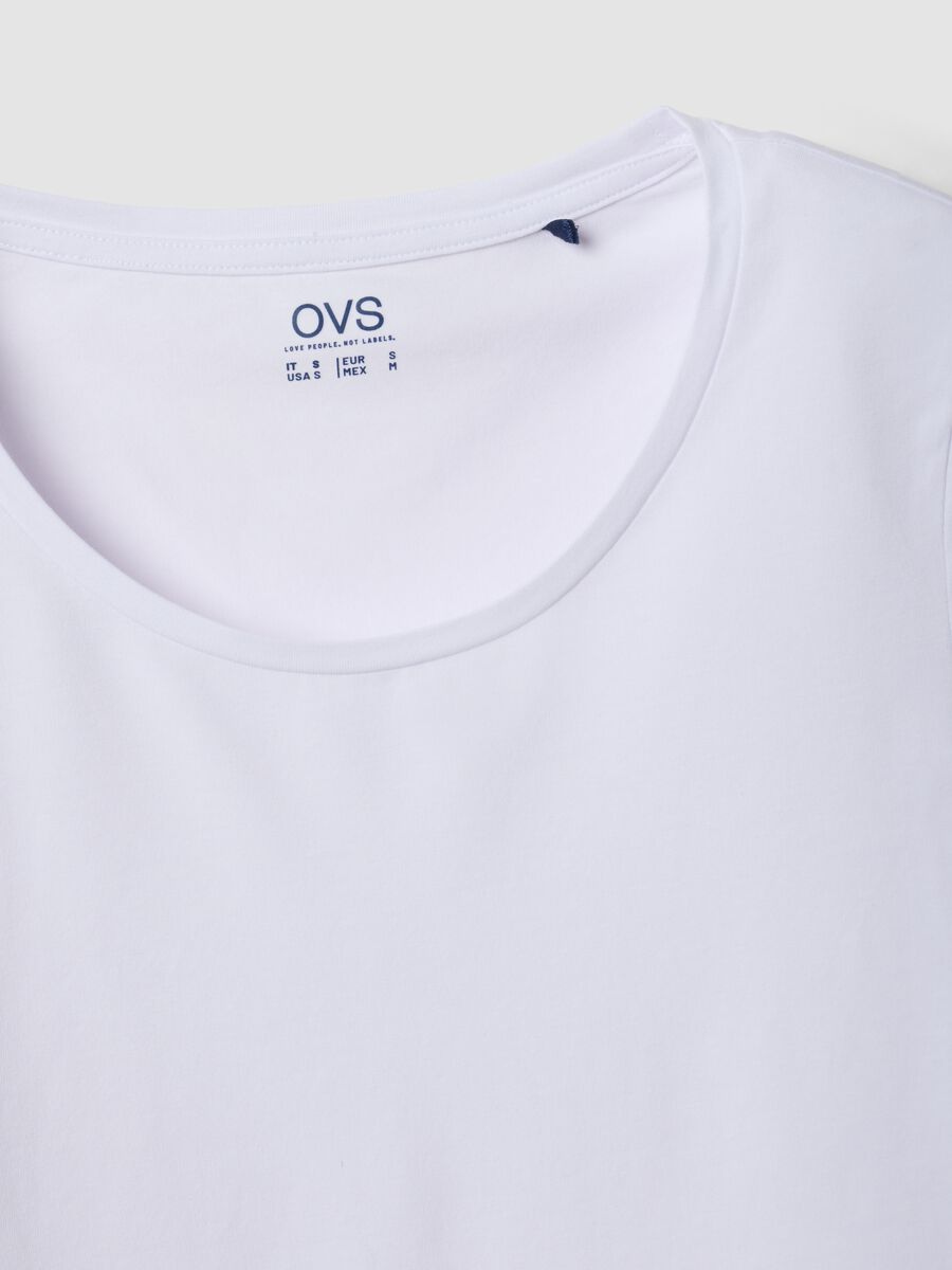 Wei&szlig;es T-Shirt aus elastischer Baumwolle mit Rundhalsausschnitt, Regular Fit_5