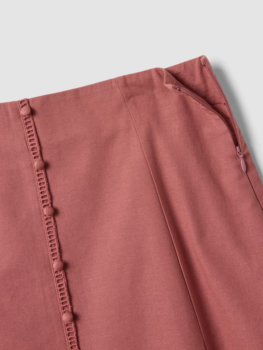 Pink cotton-linen blend skirt with openwork detailing_5