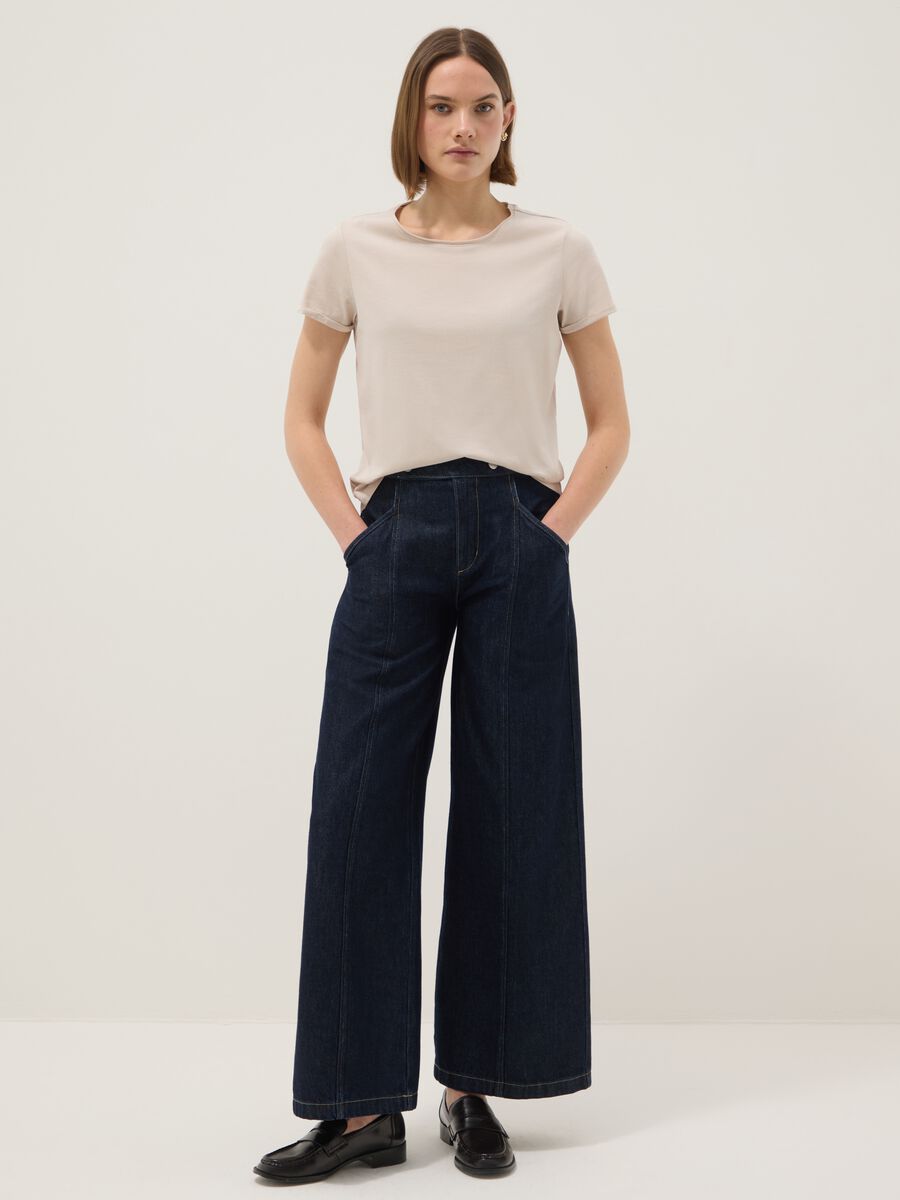 Beige pure cotton short-sleeve T-shirt, regular fit_2