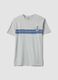 Graues T-Shirt aus reiner Baumwolle mit blauen Streifen_4