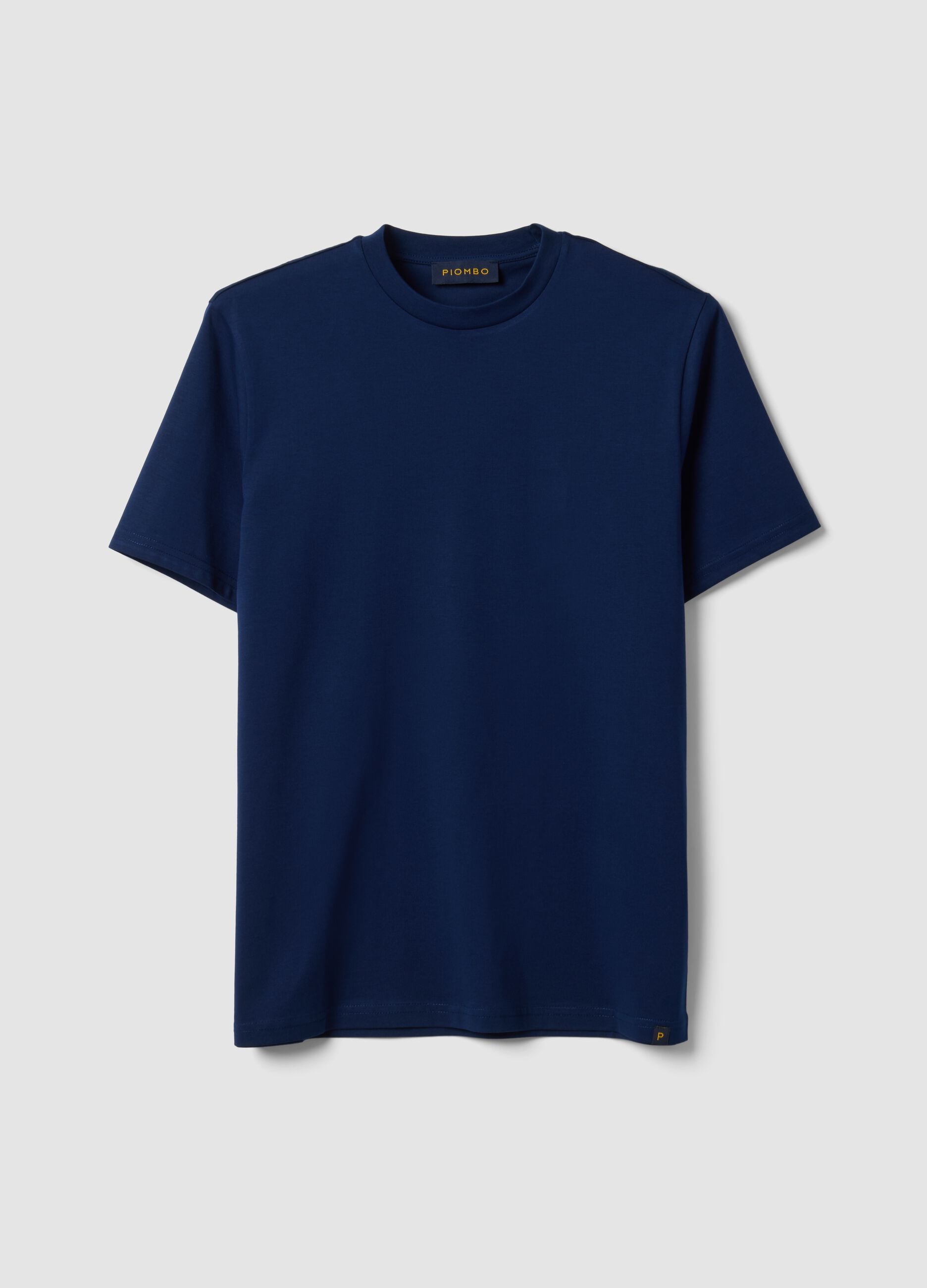 Blaues Rundhals-T-Shirt aus reiner Supima-Baumwolle, Regular Fit