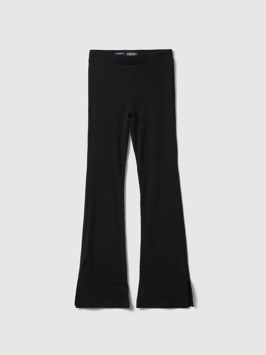 Schwarze M&auml;dchen-Leggings aus Stretch-Baumwolle im Flare-Fit_3