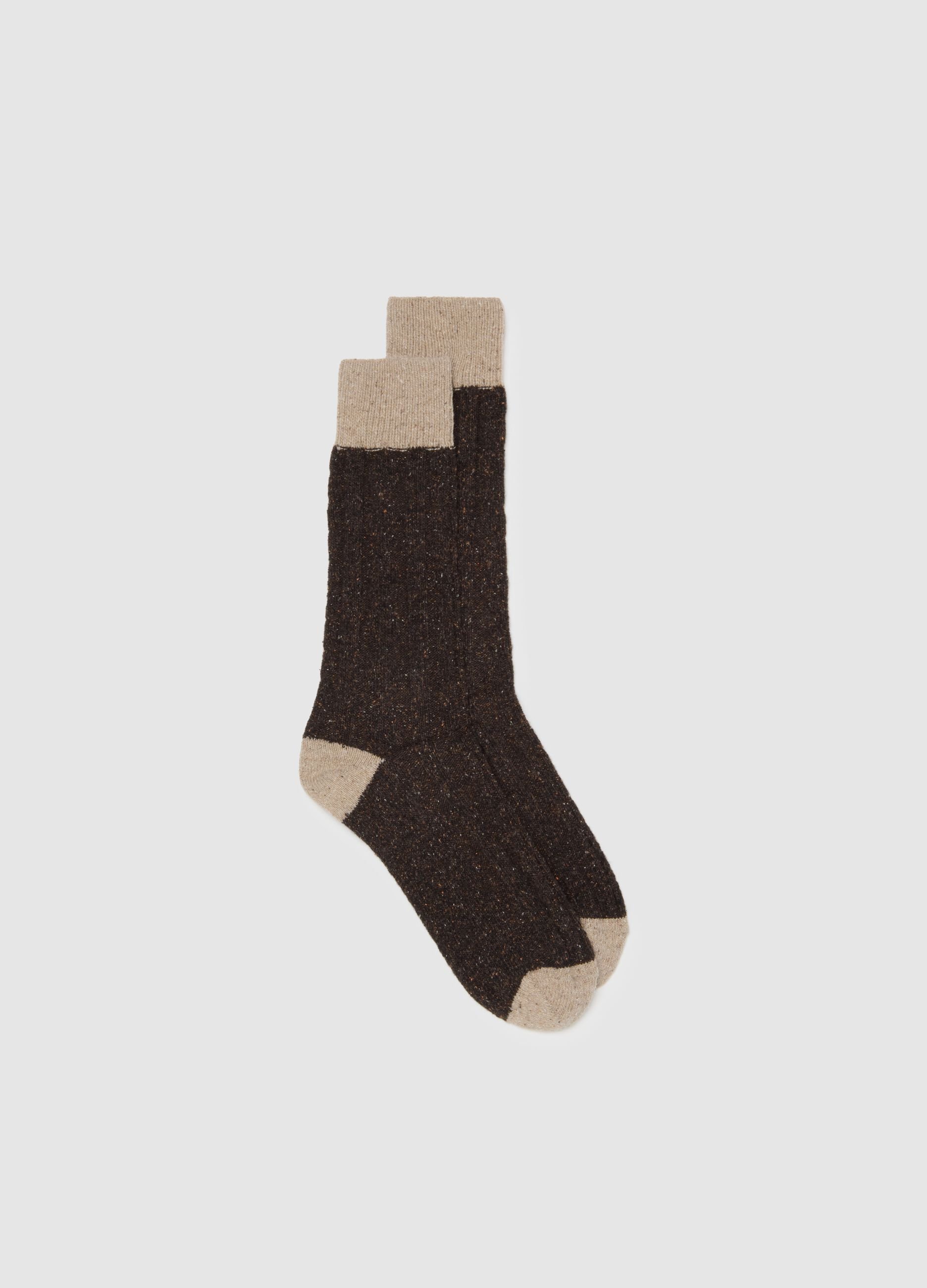 Chaussettes courtes en m&eacute;lange de laine et de soie multicolores