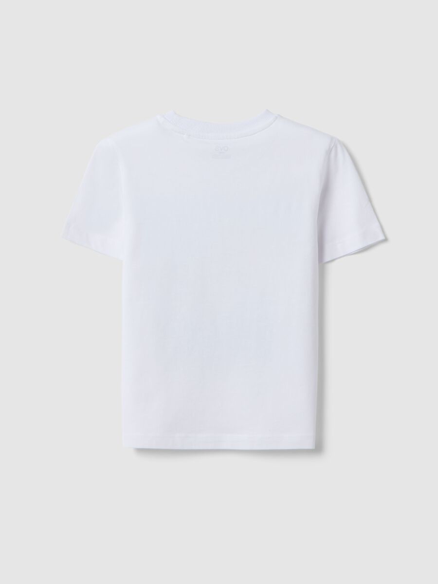 T-shirt in puro cotone bianca da bambino oversize fit con dinosauri_1