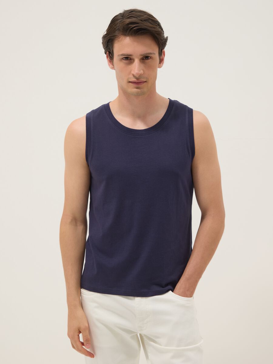 Blue pure cotton vest_1