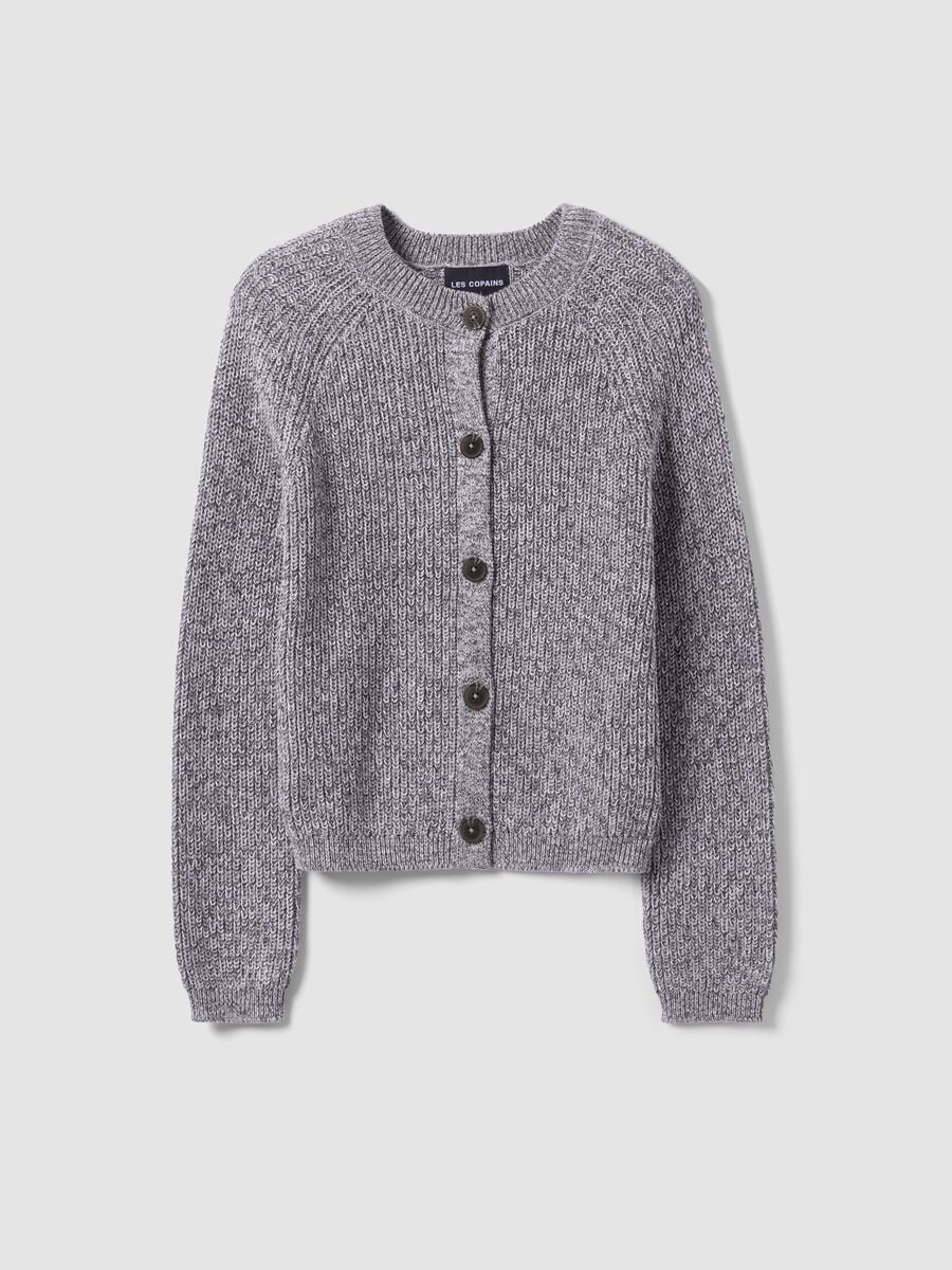 Grey pure cotton knit cardigan in regular fit_0