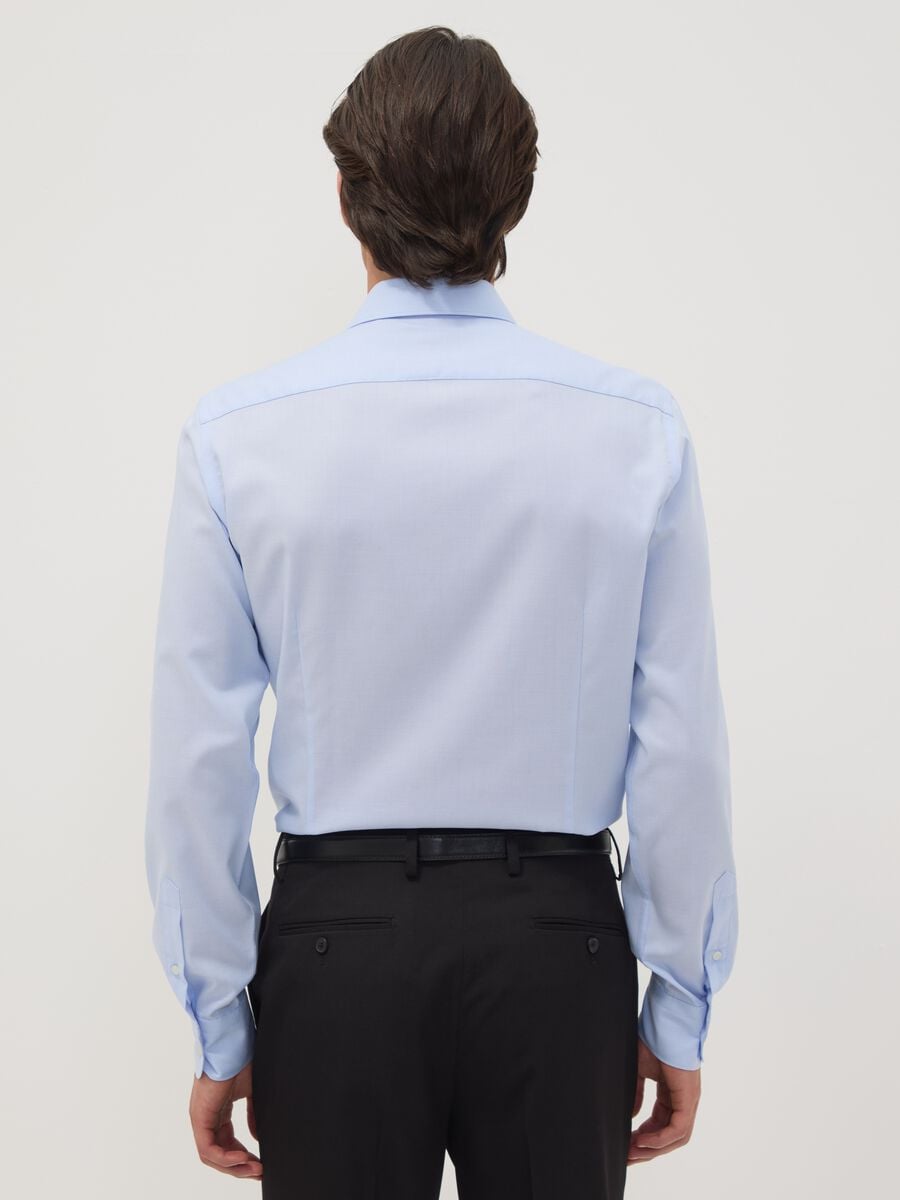 Light blue pure cotton shirt with classic collar, slim fit, non-iron_3