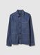 Regular fit blue stretch cotton jacket with collar and buttons_4