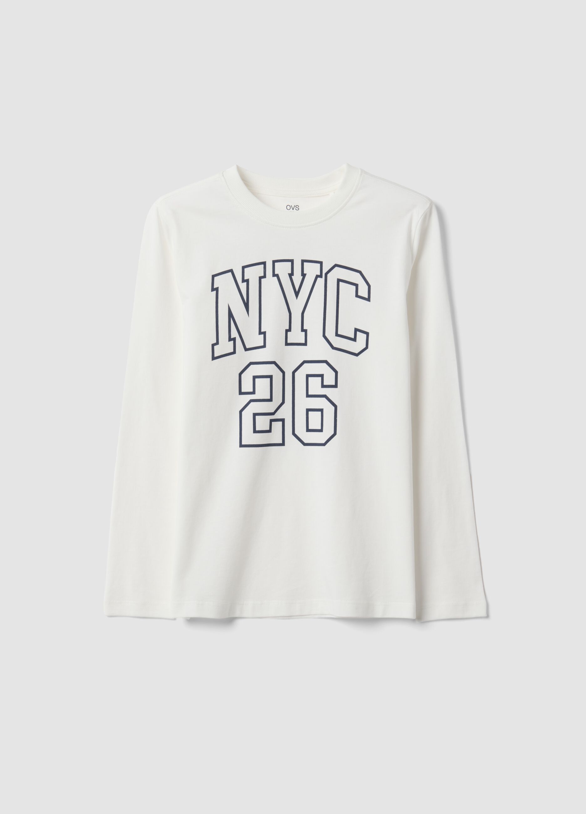 White organic cotton graphic print T-shirt for boys